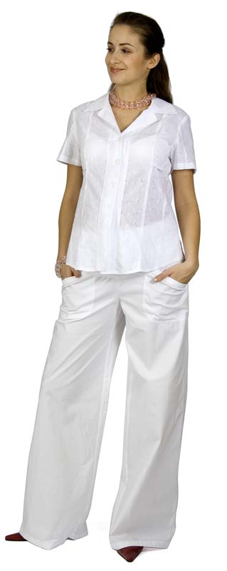 Těhotenské kalhoty Rialto Bonifacio lněné bílé 01241 Dámská velikost: 36