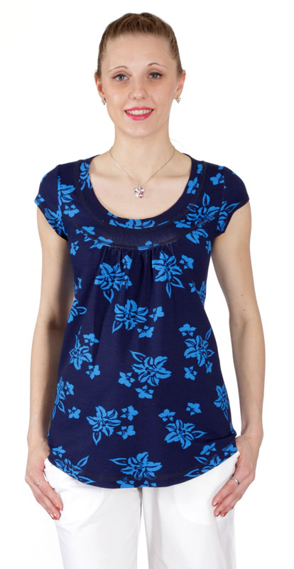 Těhotenské tričko Rialto Remich modrý tisk 4106 Dámská velikost: 42