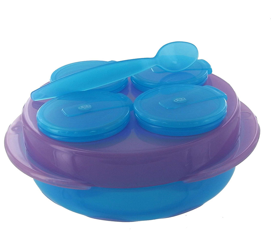 dBb Remond dBb Baby Snack, sada 4 misek, talíř, lžíce" "Barva:Tyrkysovo/Fialová|