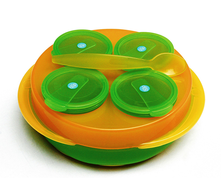 dBb Remond dBb Baby Snack, sada 4 misek, talíř, lžíce" "Barva:Tyrkysovo/Fialová|