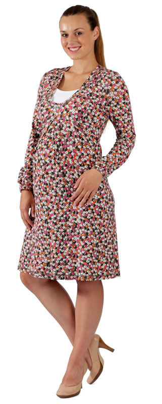 Těhotenské a kojící šaty Rialto Libin růžový puntík 0257 Dámská velikost: 36