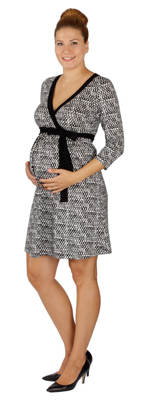 Těhotenské a kojící šaty Rialto Laffaux černobílý vzor 0506 Dámská velikost: 36