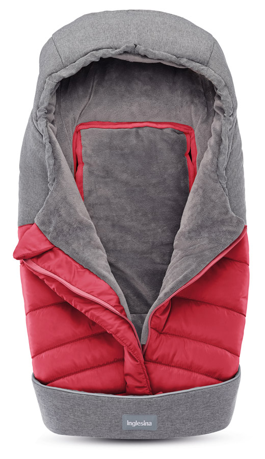 Inglesina Inglesina Fusak NewBorn Winter Muff Red pro vaničku a autosedačku" "Barva:červené|Délka:80|Druh:zimní|Materiál:polyester|Prošívaný:ano|Stahovací:ano|Typ zapínání:pojízdný zip|Umístění fusaku:do obou|