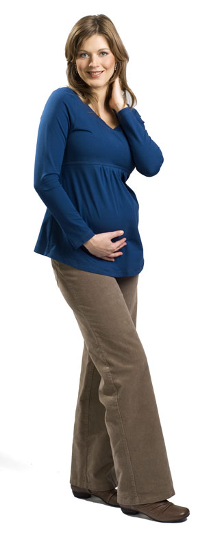Těhotenské manžestrové kalhoty Rialto Stornoway béžové 19131 Dámská velikost: 38