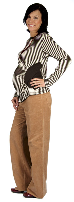 Těhotenské manžestrové kalhoty Rialto Stornoway béžové 19131 Dámská velikost: 36
