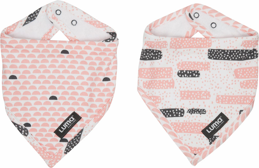 LUMA Bandana slintáček Luma - Peach Moon" "Barva:broskvová|Materiál:100% bavlna|Vzor:Peach Moon|Zapínání:baby patent|