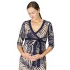 Těhotenské a kojicí šaty Rialto Lonffaux modrobéžové listy 0537 (Dámská velikost 36)