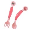 Růžová dětská sada lžíčky a vidličky s tvarovatelnými rukojeťmi
