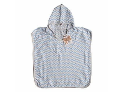 XKKO BMB Scandinavian Chevron Bambusové pončo, baby blue, veľ. 2, 2-3roky