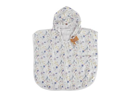 XKKO BMB Digi - Blue Wildflowers, Bambusové pončo, veľkosť 2, 2-3roky