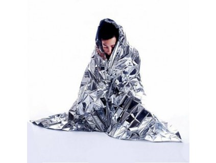 CARINE Núdzová deka - Izotermická, strieborná, 210x160cm, 25ks