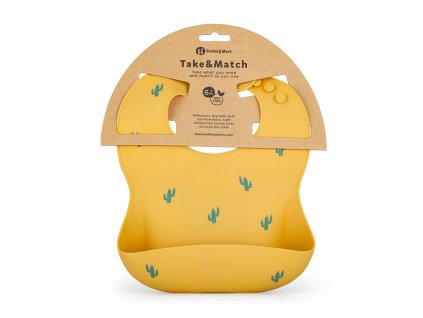 PETITE&MARS Podbradník silikónový Take&Match Ochre Cacti 6m+