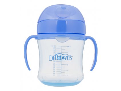DR.BROWN'S Hrnček s mäkkým náustkom 180ml 6m+, modrý