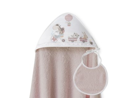 INTERBABY | OSUŠKA froté ZVIERATKÁ + podbradník - staroružová