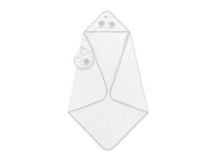 INTERBABY | OSUŠKA froté Sloník s drakom + podbradník - bielo/sivá