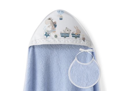 INTERBABY | OSUŠKA froté ZVIERATKÁ + podbradník - modrá