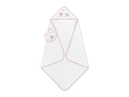 INTERBABY | OSUŠKA froté Sloník s drakom + podbradník - bielo/ružová