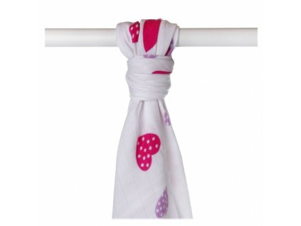 XKKO BMB Bambusová osuška Hearts&Waves Lilac Hearts, 90x100, (1ks)