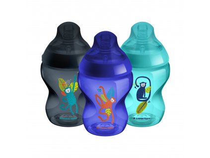 Dojčenská fľaša pomalý prietok, 260 ml, Jungle Picks green, 3 ks