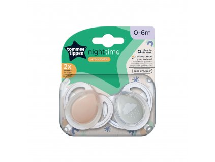 Cumlík symetrický silikón Night 0-6m 2 ks, Růž./Modrá