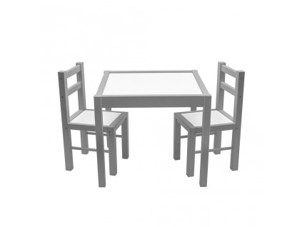Detský drevený stôl so stoličkami Drewex sivý