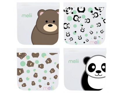 Opakovatelně použitelné sáčky na svačinu 4ks- Panda, Medvěd