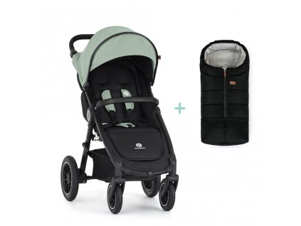 PETITE&MARS Kočík športový Street2 Air Black Iron Green + PETITE&MARS fusak Jibot