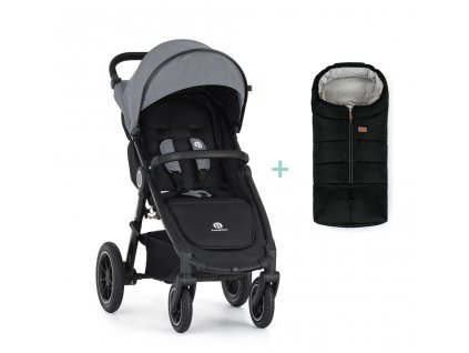 PETITE&MARS Kočík športový Street2 Air Black Ultimate Grey + PETITE&MARS fusak Jibot