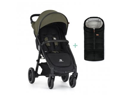 PETITE&MARS Kočík športový Street2 RWS Black Mature Olive + PETITE&MARS fusak Jibot