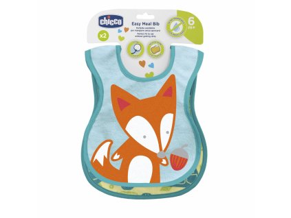 CHICCO Podbradník bavlnený nepremokavý- green 2ks, 6m+