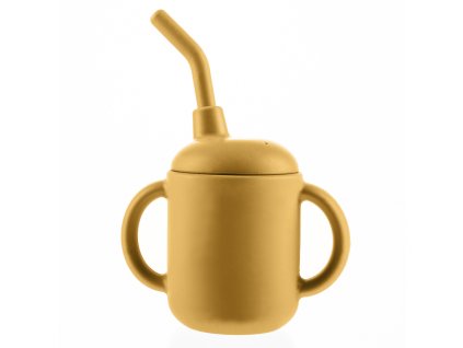 Silikónový pohárik 2v1, Mustard Yellow