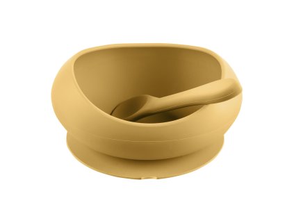 Silikónová miska s vyvýšenými okrajmi a prísavkou, Mustard Yellow