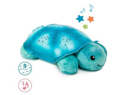 Cloud b® Twinkling Twilight Turtle™ - Nočné svetielko s melódiou, Korytnačka, modrá, 0m+