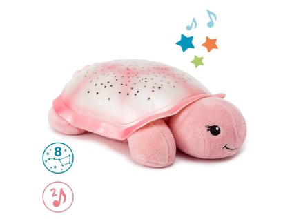 Cloud b® Twinkling Twilight Turtle™- Nočné svetielko s melódiou, Korytnačka, ružová, 0m+