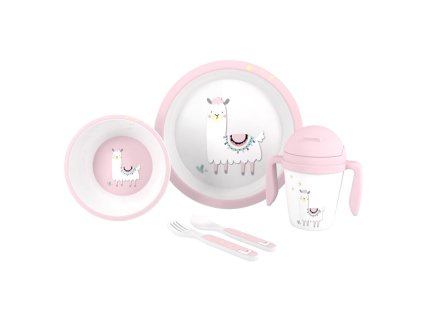 INTERBABY | Jedálenský set LAMA +6M - ružový