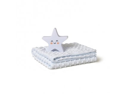 INTERBABY | SET Deka extra mäkká guličky + lampička HVIEZDA - MODRÁ
