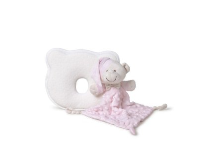 INTERBABY | SET MÉĎA - ergonomický vankúšik + prítulka - ružový