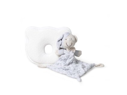 INTERBABY | SET MÉĎA - ergonomický vankúšik + prítulka - sivý