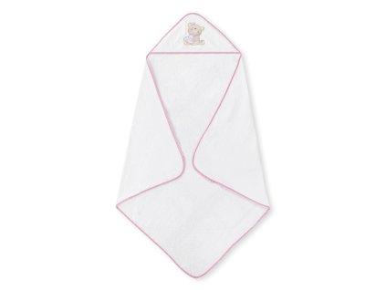 INTERBABY | Osuška froté MACKO LOVE + kefa - BIELO-RŮŽOVÁ