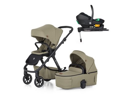 PETITE&MARS Kočík kombinovaný ICON 2v1 Mossy Green LITE RWS + Core Pro i-Size Black Grey + Báza