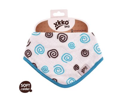 KIKKO Slintáčik/šatka bambusová Spirals&Bubbles, cyan spirals 1 ks