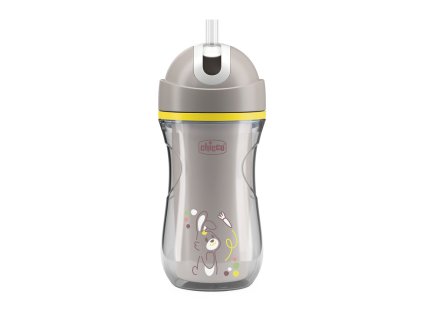 CHICCO Hrnček Sport termo so slamkou grey, 14m+