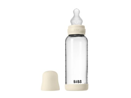BIBS antikoliková sklenená fľaša so silikónovým cumlíkom 240ml