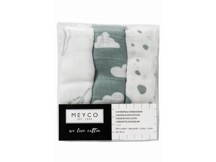 Plena-žínka Feathers-clouds-dots stone green/white