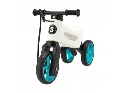 TEDDIES Odrážadlo Funny wheels Rider SuperSport biele/tyrkys 2v1+popruh