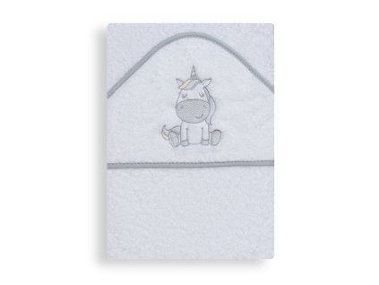 INTERBABY | Osuška froté JEDNOROŽEC - BIELO/SIVÁ