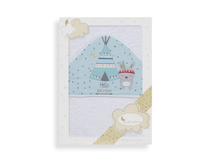 INTERBABY | Osuška froté TEEPEE - BIELO/ZELENÁ