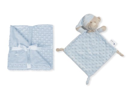 INTERBABY | Deka mäkká guličky + prítulka - MODRÁ