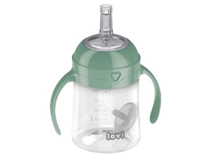 LOVI Hrnček prvý so slamkou a závažím 150 ml zelený
