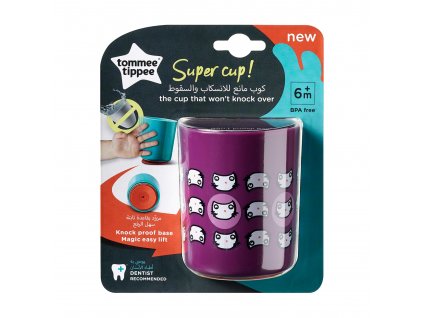 TOMMEE TIPPEE Hrnček stabilný Super Cup 190 ml 6m+ fialový